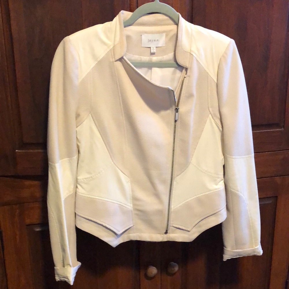 Jaye.e. White faux leather jacket